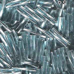 Twisted Bugle Beads 12mm Blue Topaz TSL
