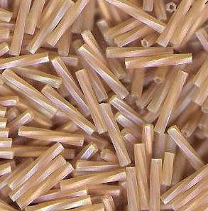 Twisted Bugle Beads 12mm Light Gold Matte Rainbow