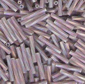 Twisted Bugle Beads 12mm Light Amethyst Matte Rainbow