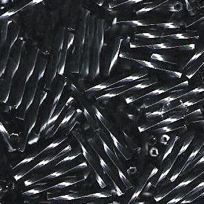 Twisted Bugle Beads 12mm Hematite Metallic
