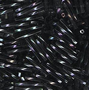 Twisted Bugle Beads 12mm Midnight Blue Metallic Rainbow