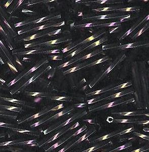 Twisted Bugle Beads 12mm Violet Metallic Rainbow