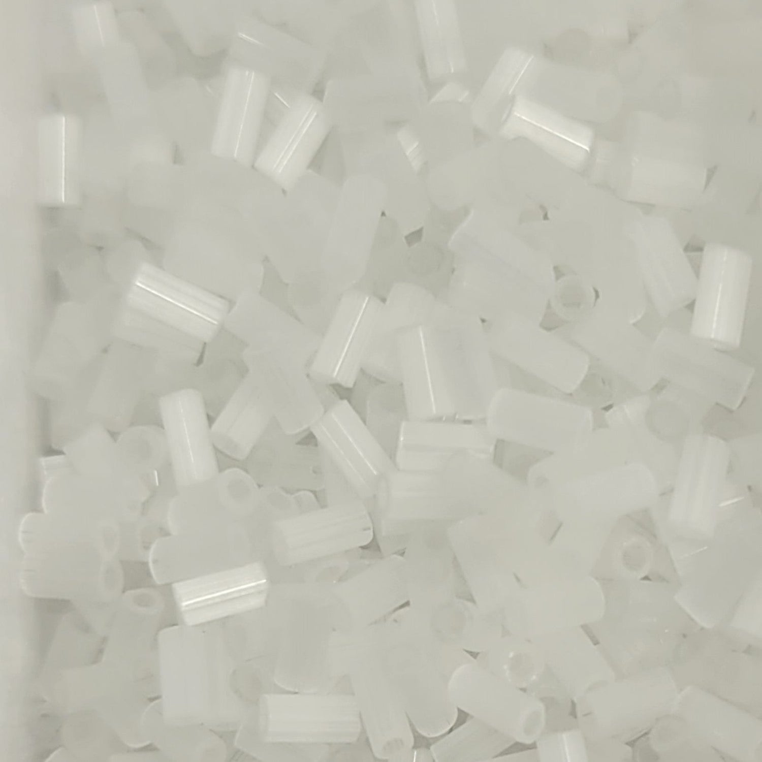 3 mm Bugle Beads White Satin