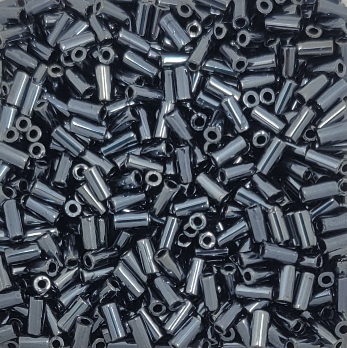 3 mm Bugle Beads Hematite Metallic