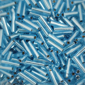 6 mm Bugle Beads Blue Topaz TSL