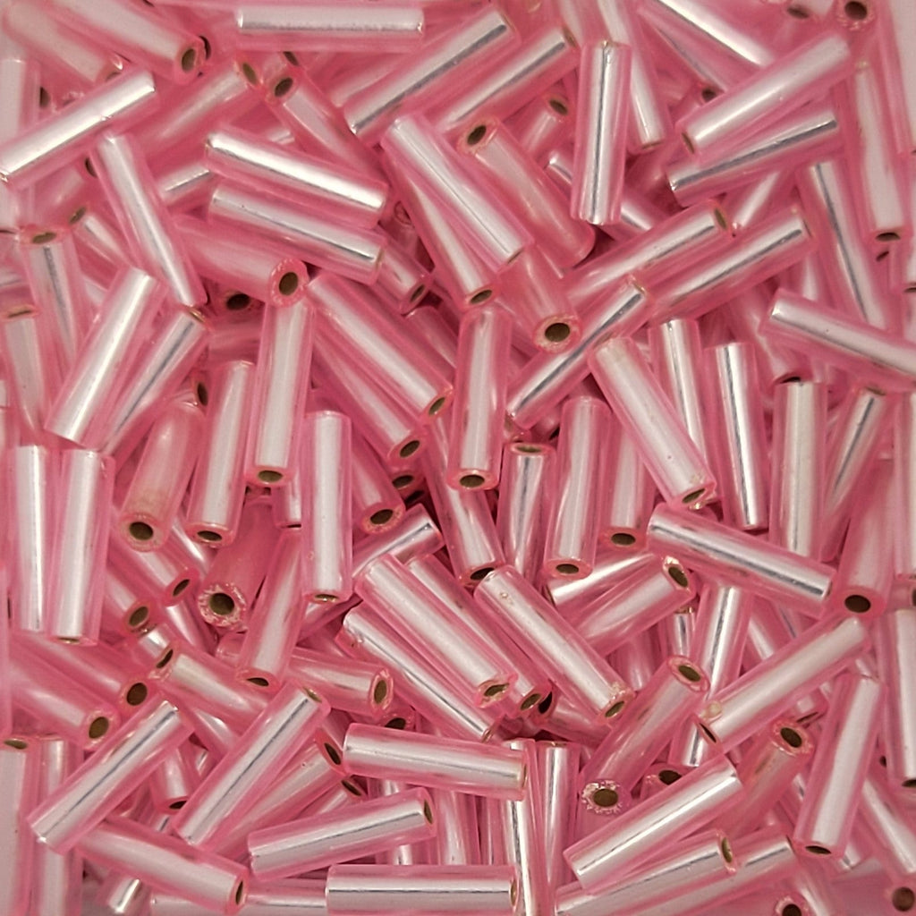 6 mm Bugle Beads Bright Pink TSL