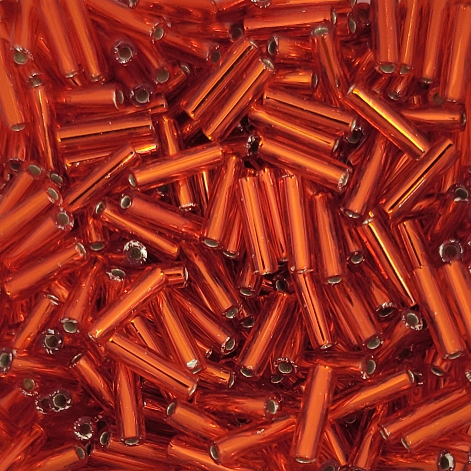 6 mm Bugle Beads Orangish Red TSL