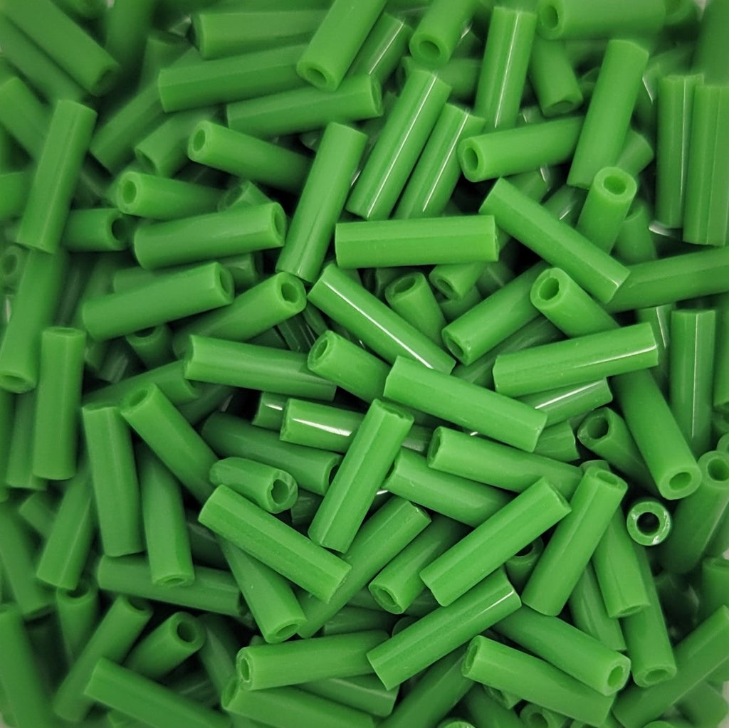 6 mm Bugle Beads Medium Green