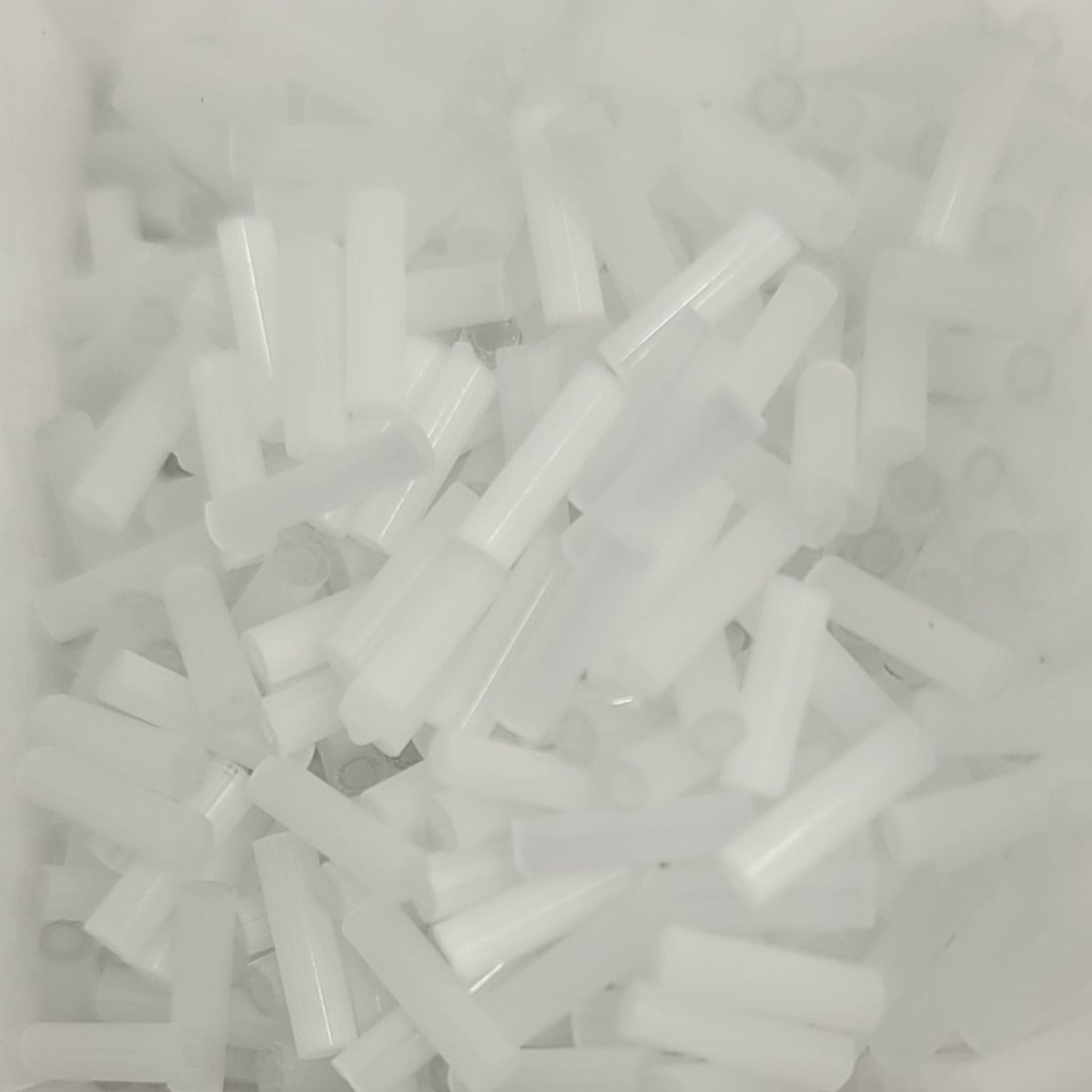 6 mm Bugle Beads White Satin