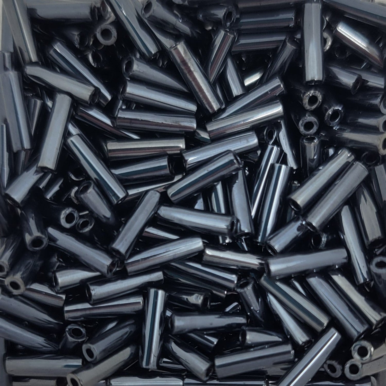 6 mm Bugle Beads Hematite Metallic