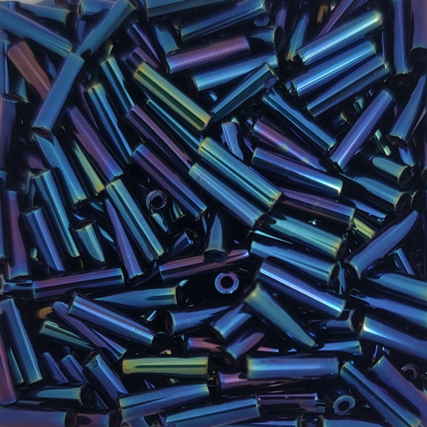 6 mm Bugle Beads Midnight Blue Metallic