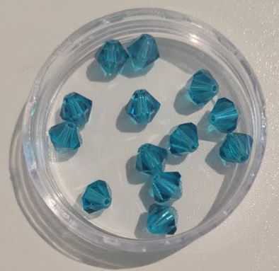 Blue Zircon 6mm bicone crystal