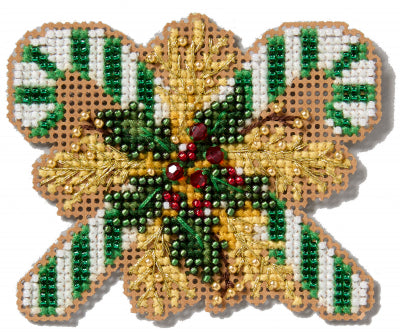 Mill Hill “Green Candy Canes” Bead Cross Stitch Kit (Winter Holiday Ornament)