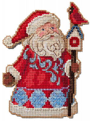Mill Hill “Santa & Cardinal Birdhouse” by Jim Shore – Bead Cross Stitch Kit (Christmas Collection)