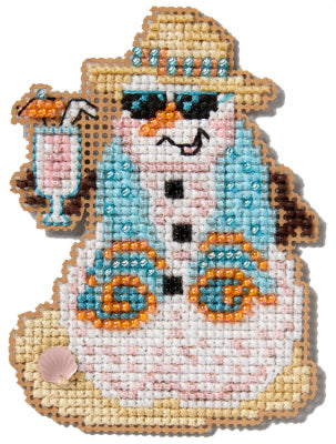 Mill Hill “Snowman Vacation” Bead Cross Stitch Kit (Winter Holiday Ornament)